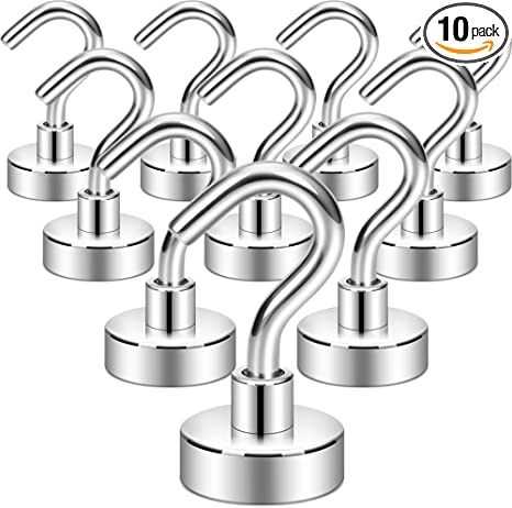 10 stainless steel hooks on a white background perfect for organizing travel accessories in any tracel agency. by Chasing the Sun Vacations